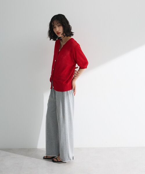 Green　Parks（グリーンパークス）の「スキッパー半袖ニットカーディガン（カーディガン/ボレロ・レディース・ブラック/オフホワイト/レッド/ネイビー・FREE）」の8枚目の写真