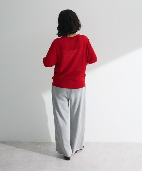 Green　Parks（グリーンパークス）の「スキッパー半袖ニットカーディガン（カーディガン/ボレロ・レディース・ブラック/オフホワイト/レッド/ネイビー・FREE）」の9枚目の写真