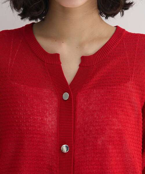 Green　Parks（グリーンパークス）の「スキッパー半袖ニットカーディガン（カーディガン/ボレロ・レディース・ブラック/オフホワイト/レッド/ネイビー・FREE）」の14枚目の写真