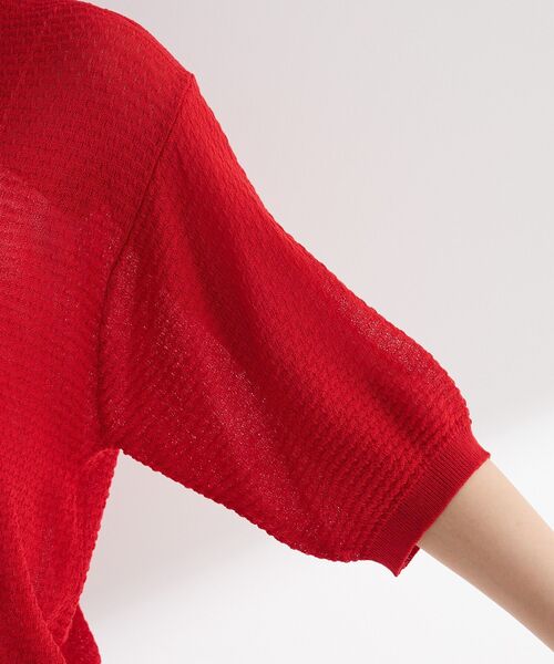 Green　Parks（グリーンパークス）の「スキッパー半袖ニットカーディガン（カーディガン/ボレロ・レディース・ブラック/オフホワイト/レッド/ネイビー・FREE）」の15枚目の写真