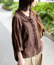 SLOBE IENA（スローブイエナ）の「カールマイヤーミニフリル 5分袖ブラウス（シャツ/ブラウス）」