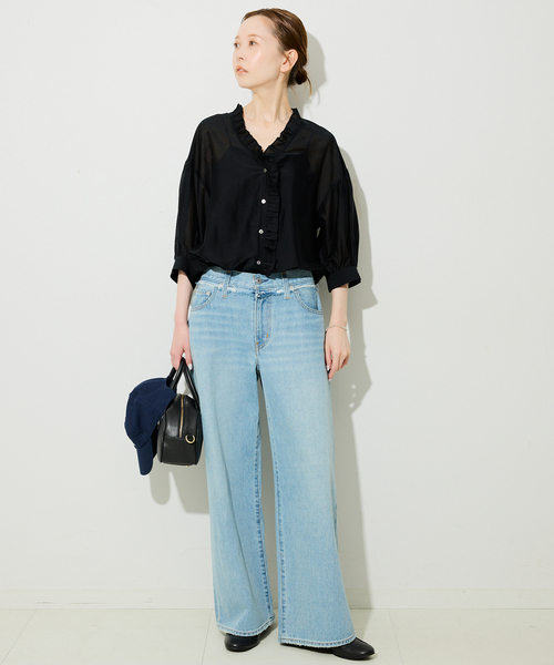 SLOBE IENA(スローブイエナ)の「カールマイヤーミニフリル 5分袖ブラウス(シャツ/ブラウス・レディース・ブラウン/ブラック・FREE)」の13枚目の写真