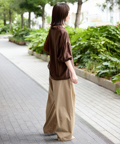 SLOBE IENA(スローブイエナ)の「カールマイヤーミニフリル 5分袖ブラウス(シャツ/ブラウス・レディース・ブラウン/ブラック・FREE)」の21枚目の写真