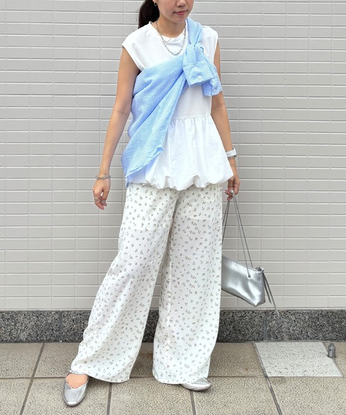 ISOOK（アイスー）の「【ISOOK / アイスー】バルーンペプラムフレンチT / シンプルトップス チュニック ロング丈 クルーネック ラウンドネック ノースリーブ フレンチスリーブ カットソー ブラウス 白T 黒T ホワイト ブラック ZOZOTOWN限定（シャツ/ブラウス・レディース・ブラック/ホワイト・FREE）」の18枚目の写真