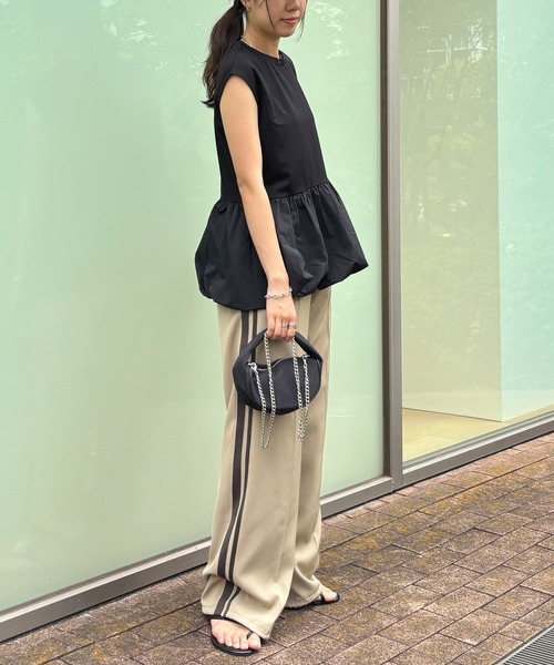 ISOOK（アイスー）の「【ISOOK / アイスー】バルーンペプラムフレンチT / シンプルトップス チュニック ロング丈 クルーネック ラウンドネック ノースリーブ フレンチスリーブ カットソー ブラウス 白T 黒T ホワイト ブラック ZOZOTOWN限定（シャツ/ブラウス・レディース・ブラック/ホワイト・FREE）」の16枚目の写真