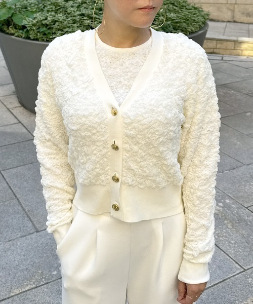 JENNE(ジェンヌ)の「膨れジャガード風エアリーニットカーディガン(カーディガン/ボレロ・レディース・ホワイト/ブラック・SMALL/MEDIUM/LARGE)」の14枚目の写真