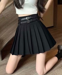 Pleated skirt with belt / ベルト付き プリーツスカート