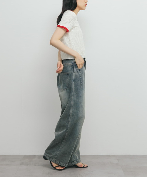 KBF（ケイビーエフ）の「バイカラーレースTEE（Tシャツ/カットソー・レディース・アイボリー/ブラック/グリーン系その他・ONE）」の7枚目の写真