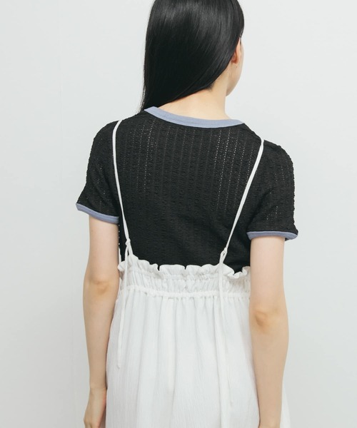 KBF（ケイビーエフ）の「バイカラーレースTEE（Tシャツ/カットソー・レディース・アイボリー/ブラック/グリーン系その他・ONE）」の12枚目の写真