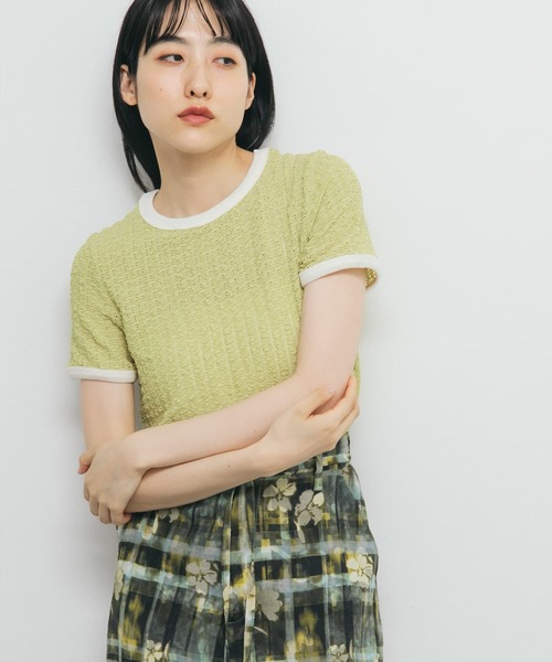 KBF（ケイビーエフ）の「バイカラーレースTEE（Tシャツ/カットソー・レディース・アイボリー/ブラック/グリーン系その他・ONE）」の16枚目の写真