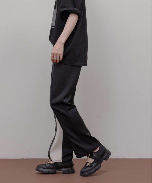 新品今季　エイミーロウ　シルエットアレンジ可能ボンディング サイドジップ パンツ Eimee Law パンツ 「シルエットアレンジ可能」ボンディング サイド