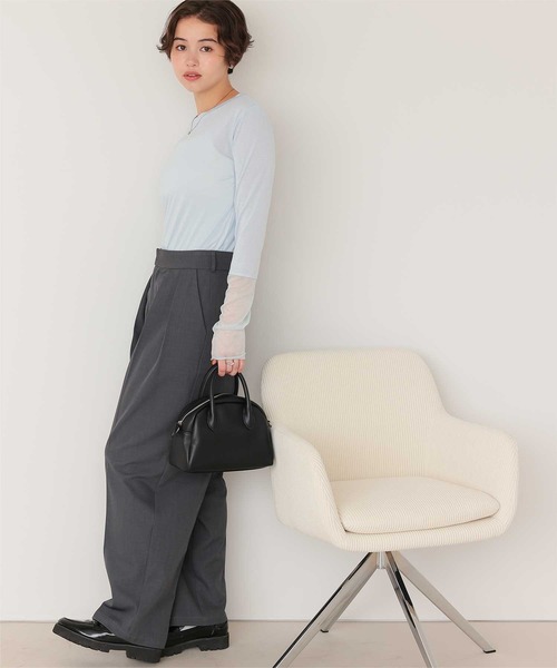 titivate（ティティベイト）の「袖切替ロングスリーブシアートップス（Tシャツ/カットソー・レディース・ネイビー/ブラック/ブラウン/オフホワイト/ブルー・M/L）」の9枚目の写真