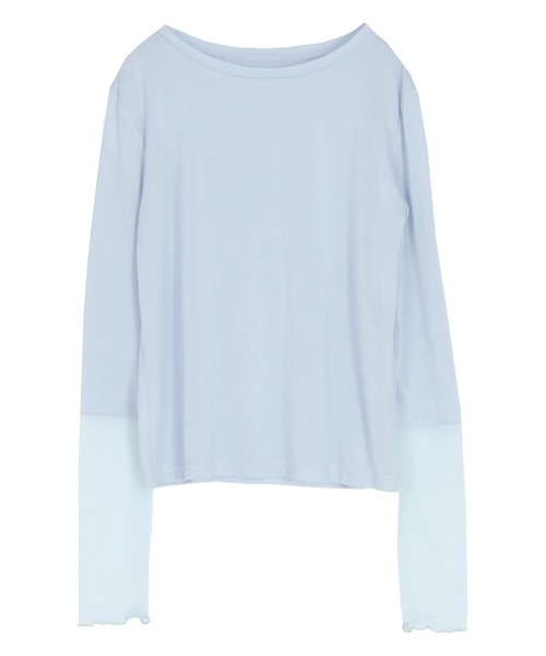titivate（ティティベイト）の「袖切替ロングスリーブシアートップス（Tシャツ/カットソー・レディース・ネイビー/ブラック/ブラウン/オフホワイト/ブルー・M/L）」の16枚目の写真