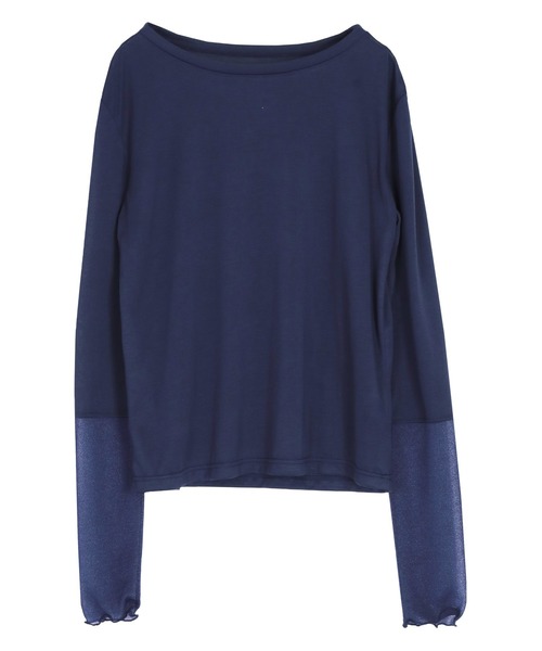 titivate（ティティベイト）の「袖切替ロングスリーブシアートップス（Tシャツ/カットソー・レディース・ネイビー/ブラック/ブラウン/オフホワイト/ブルー・M/L）」の15枚目の写真