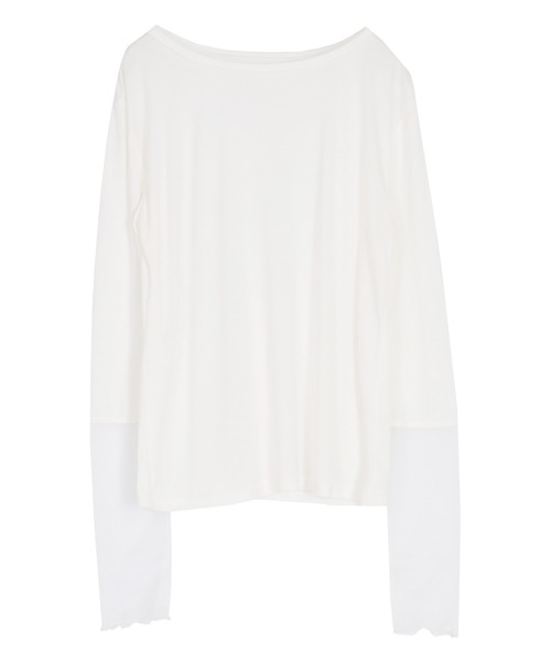 titivate（ティティベイト）の「袖切替ロングスリーブシアートップス（Tシャツ/カットソー・レディース・ネイビー/ブラック/ブラウン/オフホワイト/ブルー・M/L）」の12枚目の写真