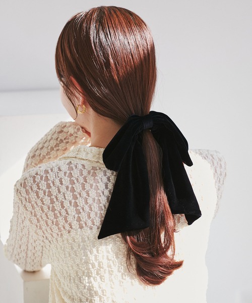 VIS（ビス）の「ビックベロアリボンヘアカフ（バレッタ/ヘアクリップ・レディース・ブラック/ブラウン・FREE）」の3枚目の写真