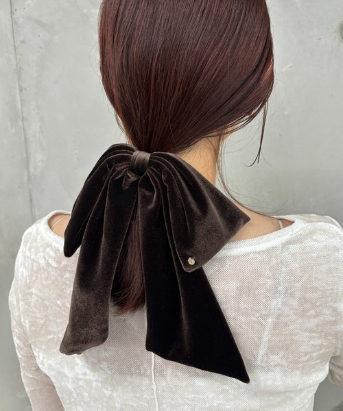 VIS（ビス）の「ビックベロアリボンヘアカフ（バレッタ/ヘアクリップ・レディース・ブラック/ブラウン・FREE）」の8枚目の写真