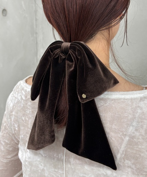 VIS（ビス）の「ビックベロアリボンヘアカフ（バレッタ/ヘアクリップ・レディース・ブラック/ブラウン・FREE）」の9枚目の写真