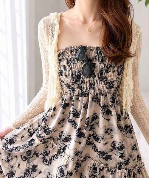 Amulet(アミュレット)の「【人気アイテム 再入荷】甘さと大人っぽさが絶妙♪ 花柄シャーリングマキシワンピース(ワンピース・レディース・ブラック/ピンク・S/M/L/XL)」の5枚目の写真