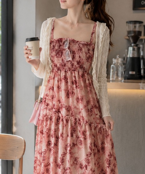 Amulet(アミュレット)の「【人気アイテム 再入荷】甘さと大人っぽさが絶妙♪ 花柄シャーリングマキシワンピース(ワンピース・レディース・ブラック/ピンク・S/M/L/XL)」の16枚目の写真