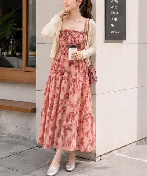 Amulet(アミュレット)の「【人気アイテム 再入荷】甘さと大人っぽさが絶妙♪ 花柄シャーリングマキシワンピース(ワンピース・レディース・ブラック/ピンク・S/M/L/XL)」の19枚目の写真