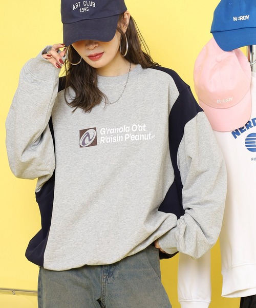NERDY(ノルディ)の「カラーブロックスウェットシャツ(スウェット・メンズ・ベージュ/グレー系その他/グレー・S/M/L)」の3枚目の写真