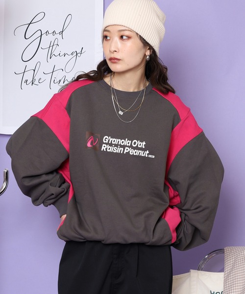 NERDY(ノルディ)の「カラーブロックスウェットシャツ(スウェット・メンズ・ベージュ/グレー系その他/グレー・S/M/L)」の2枚目の写真