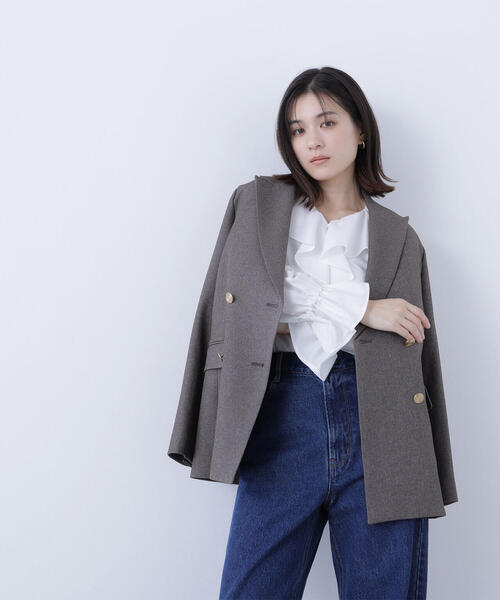 NATURAL BEAUTY BASIC(ナチュラルビューティーベーシック)の「◇ダブルブレストボクシージャケット(テーラードジャケット・レディース・グレー系その他/ベージュ/ブラウン系その他/ネイビー・SMALL/MEDIUM)」の13枚目の写真