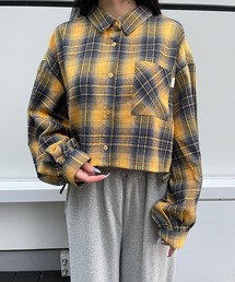 チカキサダ チェックブラウス 黄色 hx-gl-008.jpg