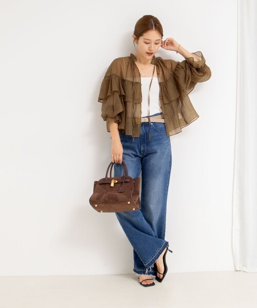 NOLLEY’S(ノーリーズ)の「シアー楊柳フリルブラウス(シャツ/ブラウス・レディース・キャメル/オフホワイト・38)」の7枚目の写真