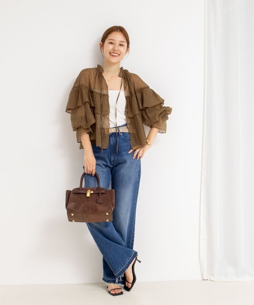 NOLLEY’S(ノーリーズ)の「シアー楊柳フリルブラウス(シャツ/ブラウス・レディース・キャメル/オフホワイト・38)」の8枚目の写真