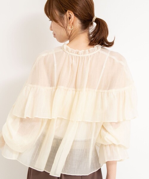 NOLLEY’S(ノーリーズ)の「シアー楊柳フリルブラウス(シャツ/ブラウス・レディース・キャメル/オフホワイト・38)」の21枚目の写真