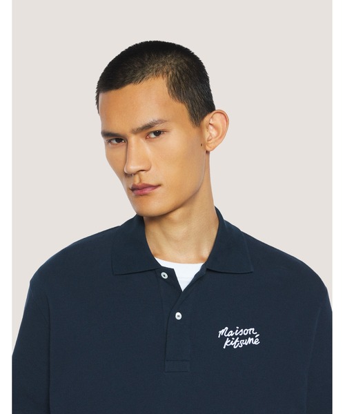 Maison Kitsune(メゾンキツネ)の「MAISON KITSUNE HANDWRITING COMFORT POLO(ポロシャツ・メンズ・ホワイト×ブラック/ブラック×ホワイト/ネイビー・XS/S/M/L/XL)」の18枚目の写真
