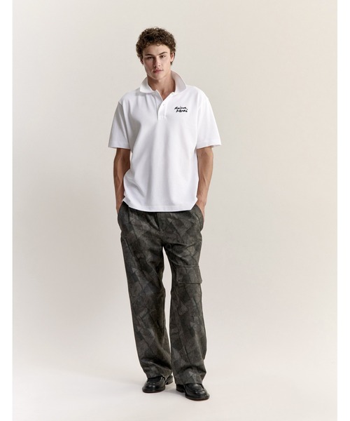 Maison Kitsune(メゾンキツネ)の「MAISON KITSUNE HANDWRITING COMFORT POLO(ポロシャツ・メンズ・ホワイト×ブラック/ブラック×ホワイト/ネイビー・XS/S/M/L/XL)」の6枚目の写真
