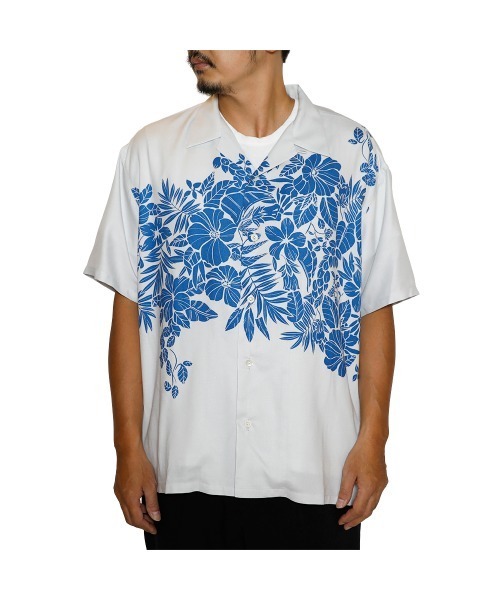 CALEE（キャリー）の「R/P PANEL PRINT ALOHA SH（シャツ/ブラウス・メンズ・バーガンディー/ブルー・LARGE/MEDIUM/X-LARGE）」の2枚目の写真
