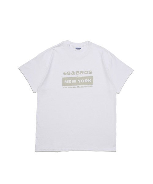 68&brothers(シックスティエイトアンドブラザーズ)の「68&BROTHERS シックスティーエイトアンドブラザーズ / "PD"LOGO S/S Print Tee(Tシャツ/カットソー・メンズ・ホワイト×ライム/ホワイト×ブルー/ホワイト系/ホワイト×グレー・X-LARGE/XX-LARGE/LARGE/MEDIUM)」の1枚目の写真