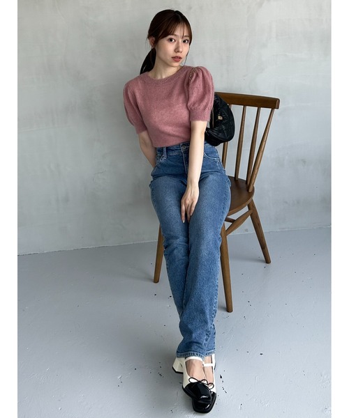 SNIDEL(スナイデル)の「シアーモヘヤパフスリニットプルオーバー(ニット/セーター・レディース・ピンク/アイボリー/ライラック/グレー・F)」の17枚目の写真