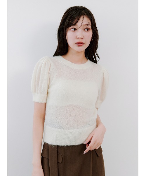 SNIDEL(スナイデル)の「シアーモヘヤパフスリニットプルオーバー(ニット/セーター・レディース・ピンク/アイボリー/ライラック/グレー・F)」の18枚目の写真