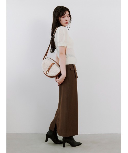 SNIDEL(スナイデル)の「シアーモヘヤパフスリニットプルオーバー(ニット/セーター・レディース・ピンク/アイボリー/ライラック/グレー・F)」の5枚目の写真