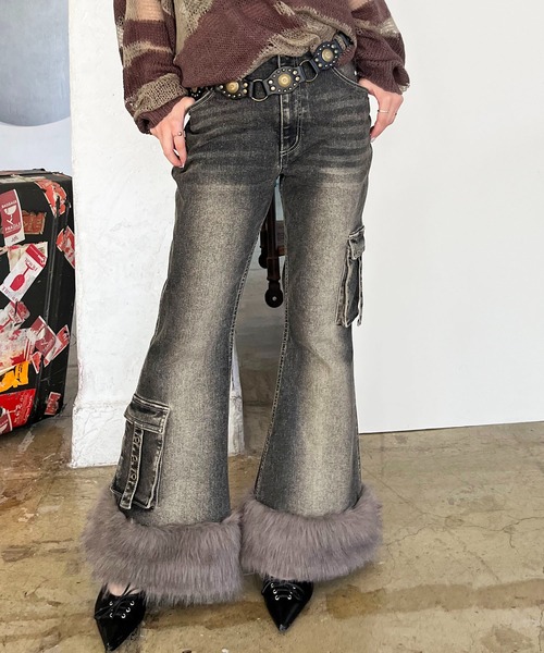 ファーデニムパンツ（デニムパンツ）｜SPIRALGIRL（スパイラル