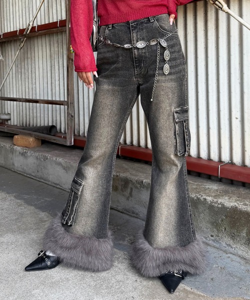 SPIRALGIRL(スパイラルガール)の「ファーデニムパンツ(デニムパンツ・レディース・ブルー/ブラック・MEDIUM/SMALL)」の18枚目の写真