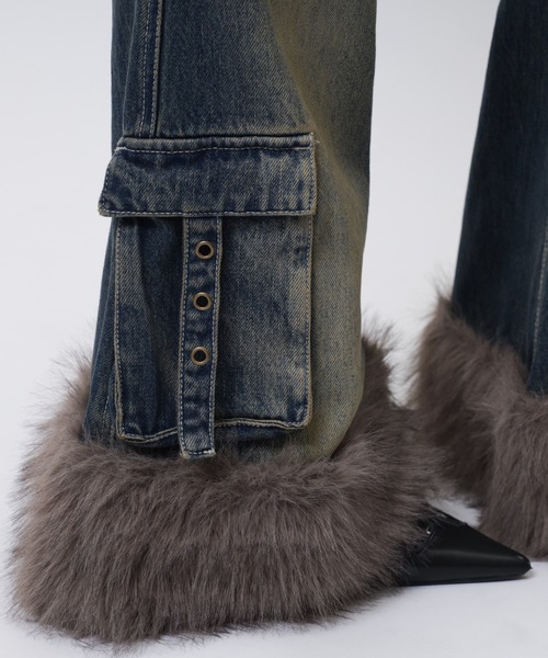 SPIRALGIRL(スパイラルガール)の「ファーデニムパンツ(デニムパンツ・レディース・ブルー/ブラック・MEDIUM/SMALL)」の7枚目の写真