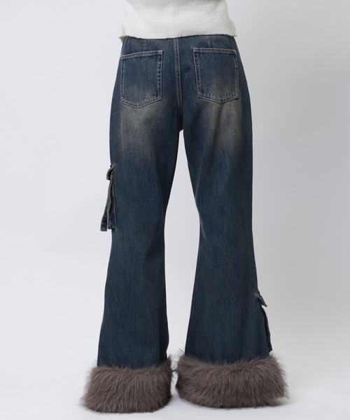 SPIRALGIRL(スパイラルガール)の「ファーデニムパンツ(デニムパンツ・レディース・ブルー/ブラック・MEDIUM/SMALL)」の4枚目の写真