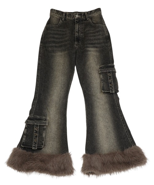 SPIRALGIRL(スパイラルガール)の「ファーデニムパンツ(デニムパンツ・レディース・ブルー/ブラック・MEDIUM/SMALL)」の3枚目の写真