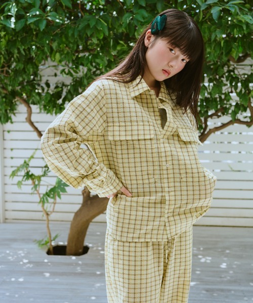 common gull products.（コモンガルプロダクツ）の「お休みと行ってきますのパジャマシャツ、秋（シャツ/ブラウス・レディース・ブルー系/イエロー系・LARGE/MEDIUM/SMALL）」の4枚目の写真