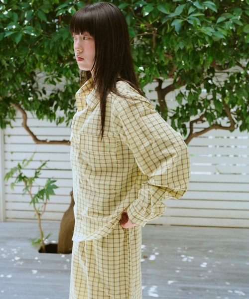 common gull products.（コモンガルプロダクツ）の「お休みと行ってきますのパジャマシャツ、秋（シャツ/ブラウス・レディース・ブルー系/イエロー系・LARGE/MEDIUM/SMALL）」の6枚目の写真