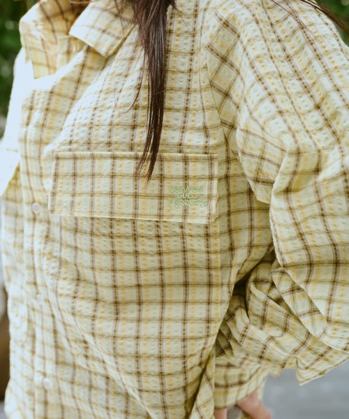 common gull products.（コモンガルプロダクツ）の「お休みと行ってきますのパジャマシャツ、秋（シャツ/ブラウス・レディース・ブルー系/イエロー系・LARGE/MEDIUM/SMALL）」の7枚目の写真