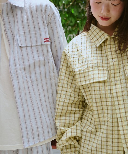 common gull products.（コモンガルプロダクツ）の「お休みと行ってきますのパジャマシャツ、秋（シャツ/ブラウス・レディース・ブルー系/イエロー系・LARGE/MEDIUM/SMALL）」の11枚目の写真