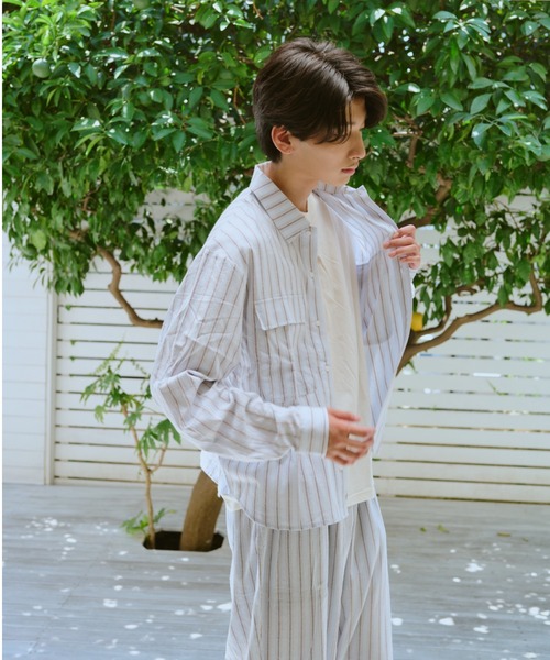 common gull products.（コモンガルプロダクツ）の「お休みと行ってきますのパジャマシャツ、秋（シャツ/ブラウス・レディース・ブルー系/イエロー系・LARGE/MEDIUM/SMALL）」の21枚目の写真