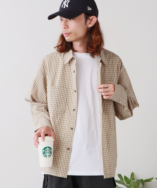 SUGGESTION（サジェッション）の「SUGGESTION/サジェッション 小格子CK チェックショート丈シャツ（シャツ/ブラウス・メンズ・ベージュ/ブラウン/ブラック・M/L）」の11枚目の写真